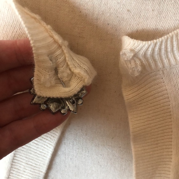 Cropped Sweater, shrug, vintage pin embellishment - Picture 4 of 8